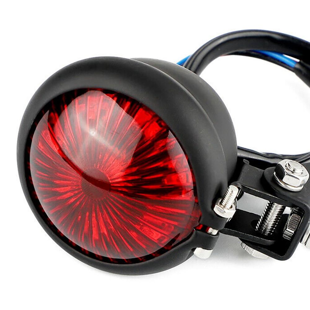 Authentic Motorcycle Tail Light LED Rear Brake Lamp For Cruiser Cafe Racer Bobber Chooper RedBlack