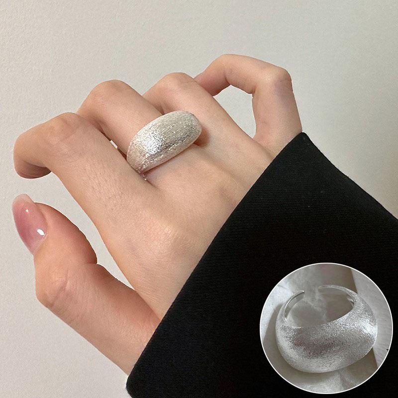 Allsidig forsølvet åpen ring i sterlingsølv - Koreansk stil for kvinner