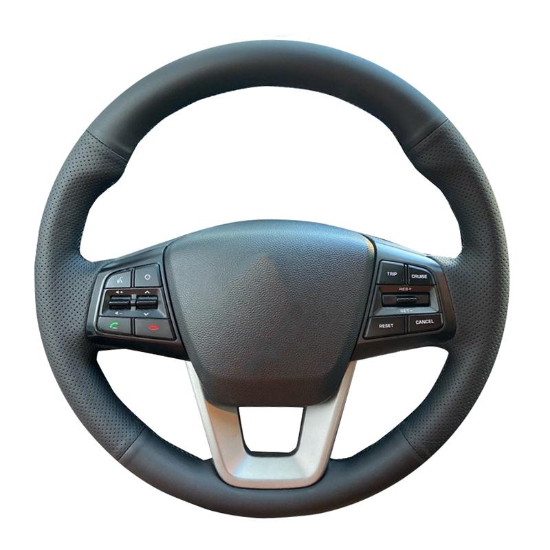Customize Fit Carbon Fiber Leather Car Steering Wheel Cover For Hyundai ix25 2014-2016 Creta 2016 2017 Suede OEM Car Accessories
