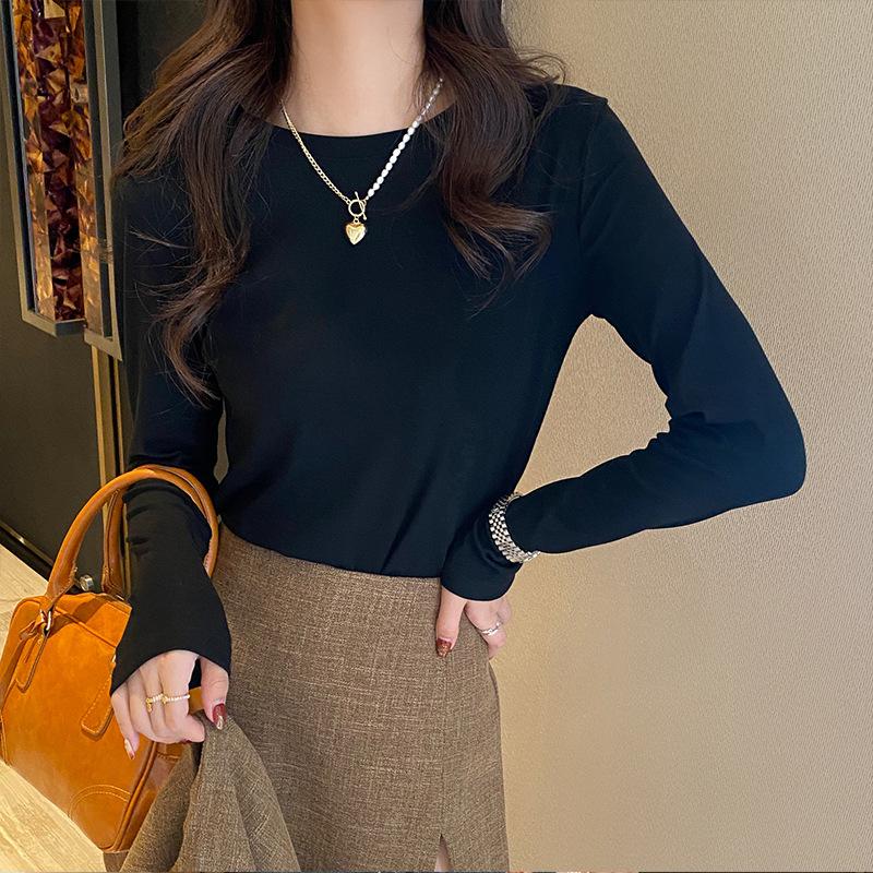 

Белая рубашка-бомбер для женщин, новая футболка с круглым вырезом и длинными рукавами на весну, осень и зиму, тонкий и высококачественный топ для ранней осени L