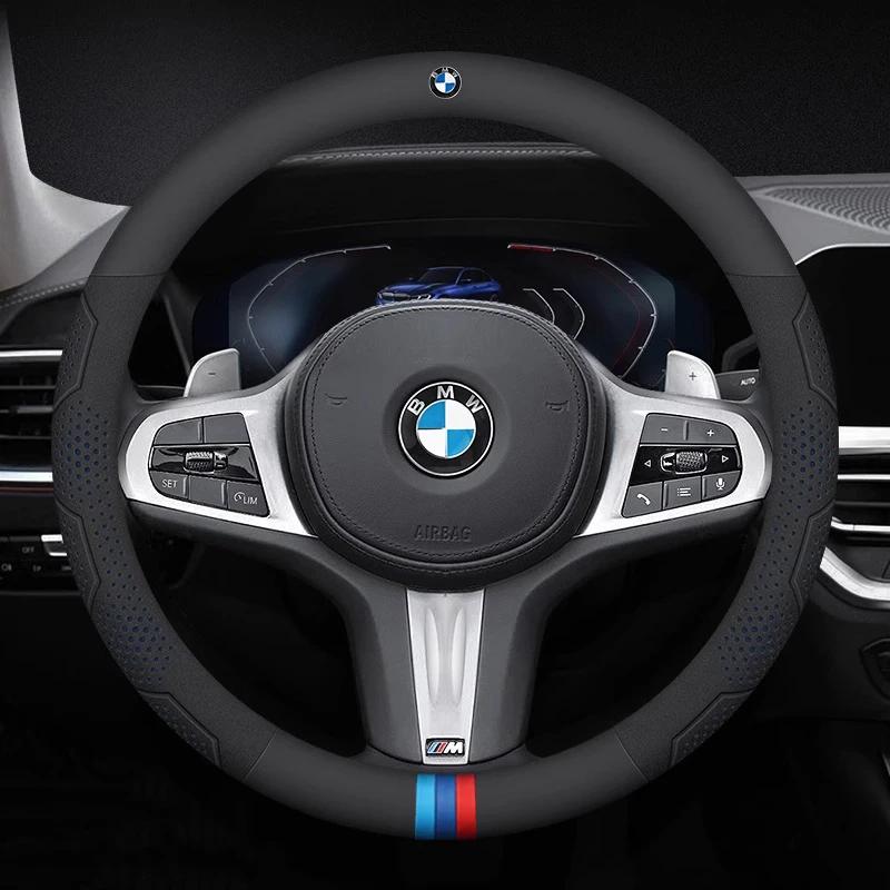 BLN1 For BMW M E46 E39 E60 E90 E91 E36 E87 F10 F20 F30 G61 G68 X1 X3 X4 X5 X7 M3 M4 M5 Car Carbon Fiber Leather Steering Wheel Cover