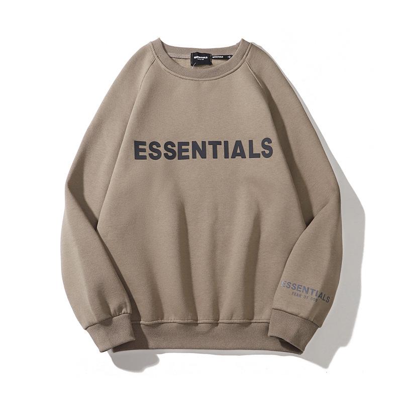 ESSENTIALS Streetwear Mikina s dlouhým rukávem a kulatým výstřihem, froté podšívka, potisk písmen, unisex