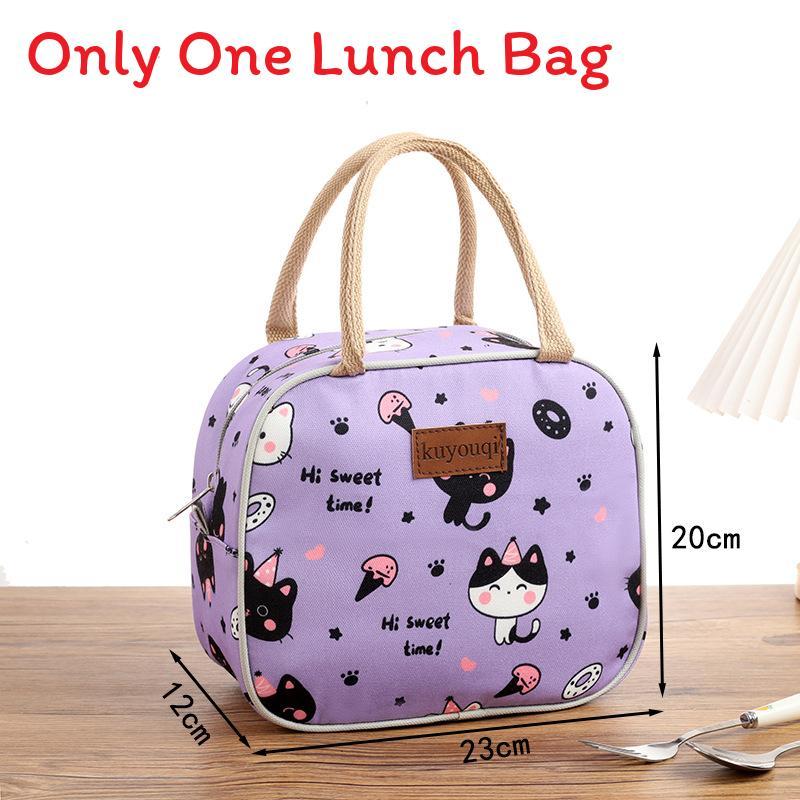 Canvas Lunch Bag Handheld Tote For Office Workers And Students With Zipper Closure