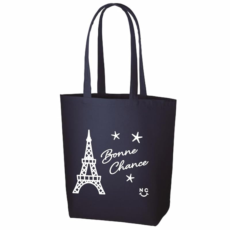 

[nc-smile] tote bag France Paris eiffel tower Bonne chance good luck canvas fabric canvas Thick cotton 12oz M size (Midnight Blue)