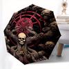 Dark Mystic Skull Pentagram Circular Art PrintUmbrella, Portable 3-Fold Compact Umbrella for Men & Women Gift