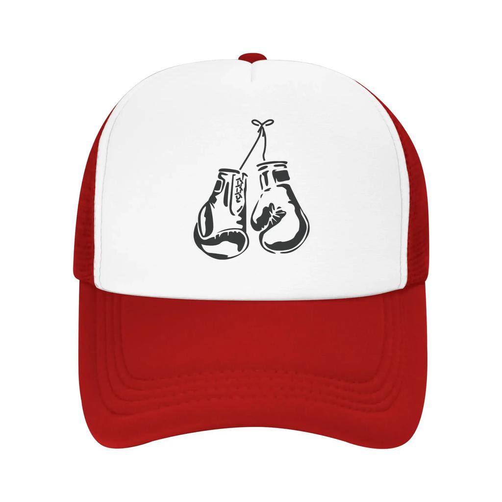 Boxing Gloves for Boxing Lover  Mesh Trucker Hat Casual Boxer Unisex Breathable Mesh-back Sun Caps Adjustbale For Casual Wear