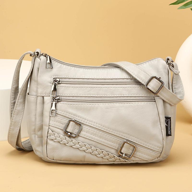 Retro Fashion Trend Four Seasons Soft Leather Multi-compartment Multi-pocket High-end Multi-compartment Single Shoulder Messenger Bag Women's Bag
