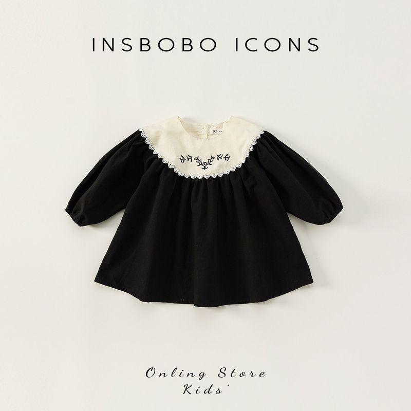 Girls Dress 2026 Spring New Style Little Girl Princess Dress Black Children s Dress One-Year-Old Girl Baby Dress Trendy Black 100 cm