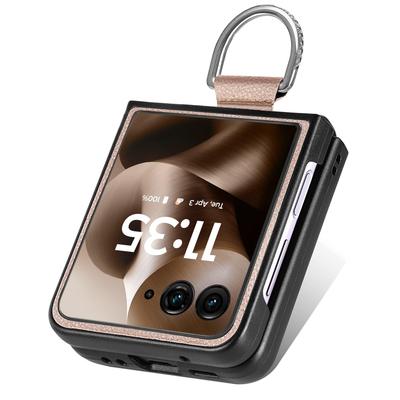 For Motorola Razr 60 Ultra 5G Case Litchi Texture Leather + Pc Phone Cover with Ring Holder