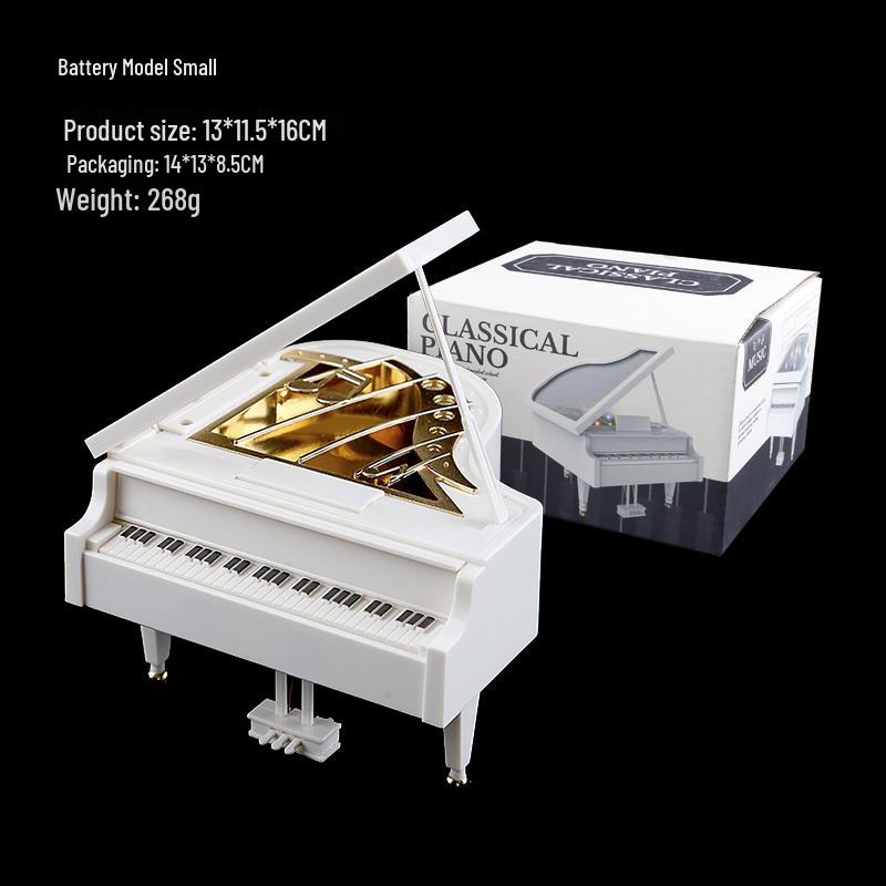 White Ballet Dancing Girl Grand Piano Music Box - Cute Birthday Ornament