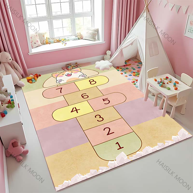 New To Hopscotch Printed Carpet! Beautify The Space, Anti-slip Sound Insulation, Living Room Bedroom Area Can Used Mat Kids Gift