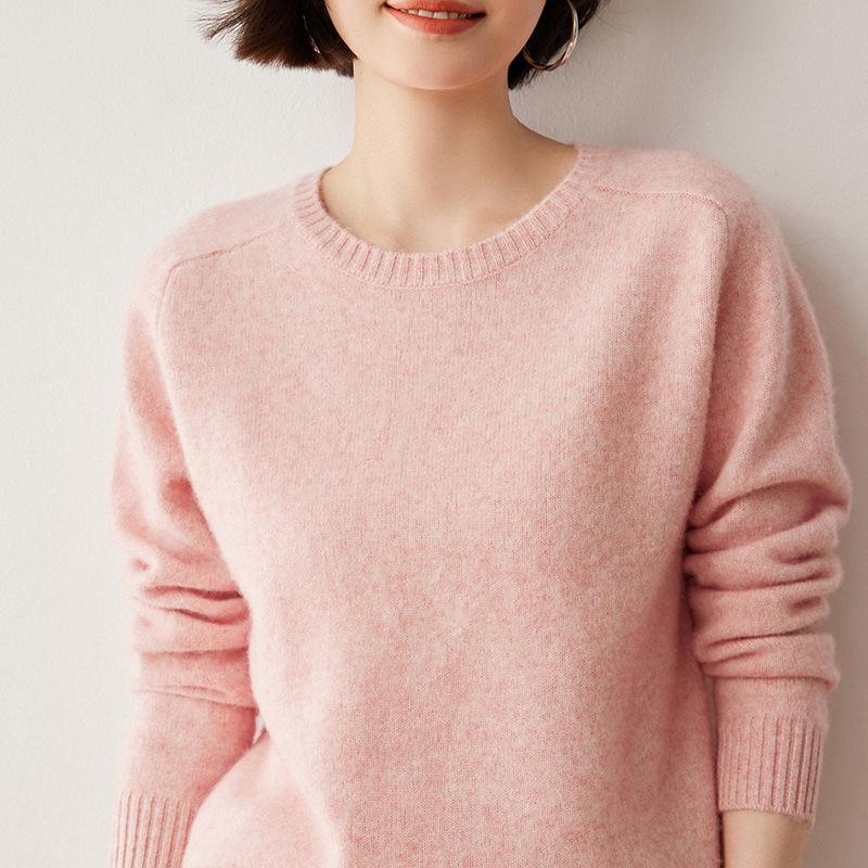 Women's Thickened Round Neck Cashmere Wool Sweater Pullover - Versatile Autumn/Winter Knitwear Top
