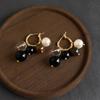 Retro Melaard Tiger's Eye Handmade French Light Luxury Stud Earrings for Women