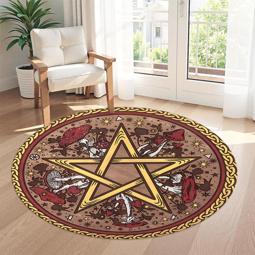 Magic Pentagram Round Floor Mat Perfect for Study Room Balcony Bedrooms Dormitory Antislip Round Carpet Decorate Offices Gift for Festivals