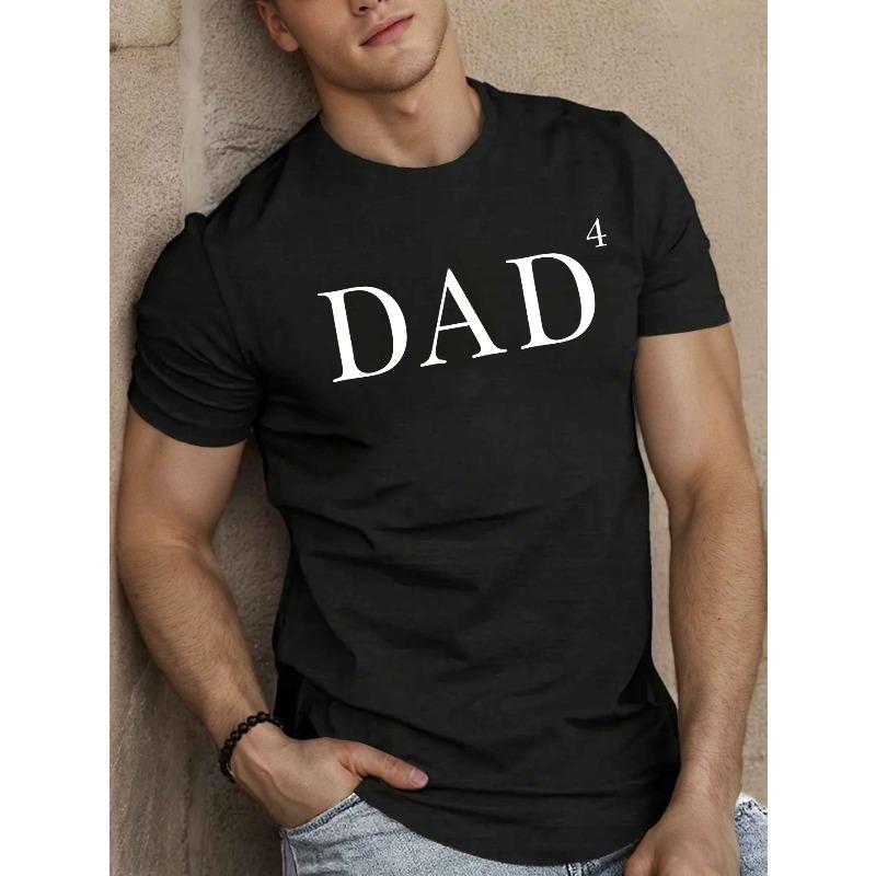 

European Size Dad Polyester T-Shirt - Casual Crew Neck Short Sleeve Top with Slight Stretch, Geometric Pattern Knit Fabric for Adult - Summer Tee 4XL чорний