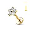 ASTM F136 G23 Titanium Flower Threadless Earring Piercing Petals Leaf Heart Butterfly Pin Daith Conch Push in Labret Stud
