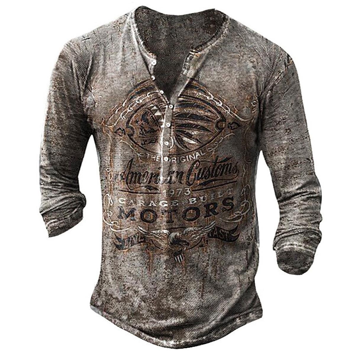LAKER CC Heren T-shirt met lange mouwen in punkstijl, casual, vintage T-shirts in de lente en herfst XXXXL