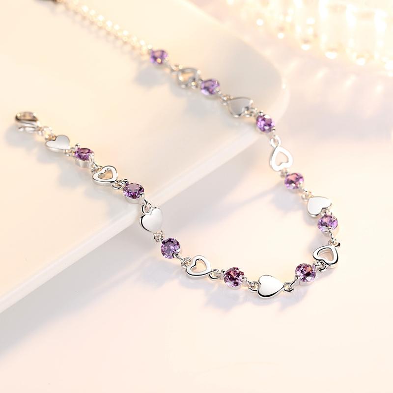 

Браслет в форме любви Браслет с кристаллами циркона фиолетовый