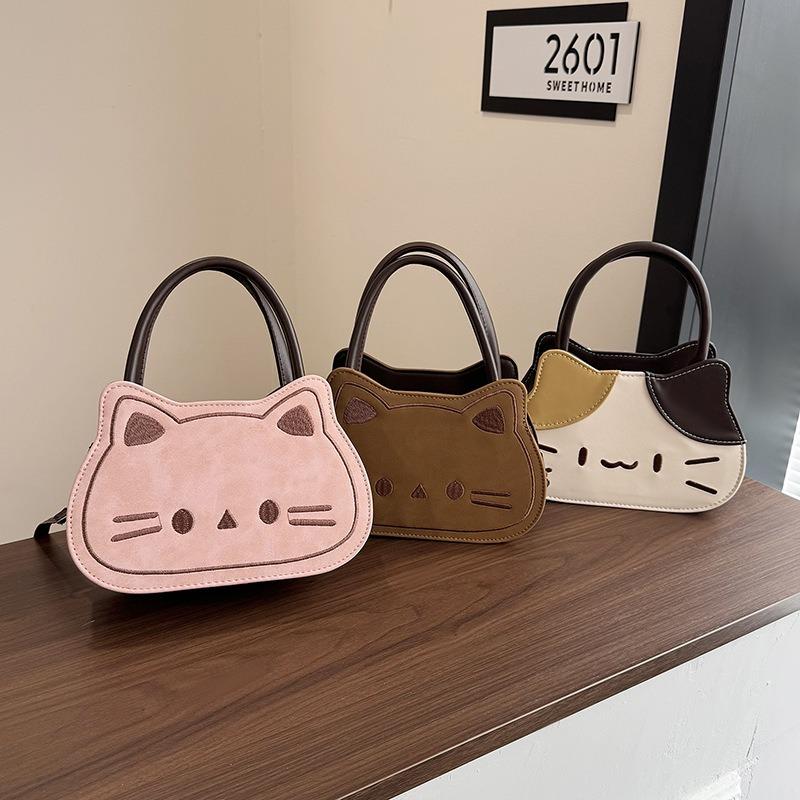 Cute and Cute Girl Contrasting Color Portable Small Bag New Fashionable Versatile Messenger Bag Cartoon Cat Small Bag