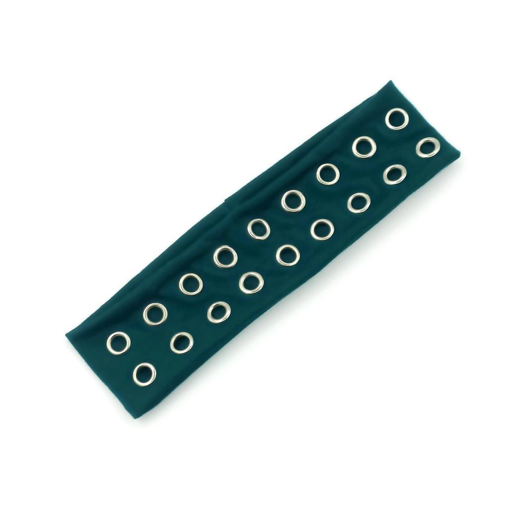 Punk Girl Elastic Headband With Hollowed Eyelets For Steampunk And Metal Rock Party Wear Women Fashion Accessories
