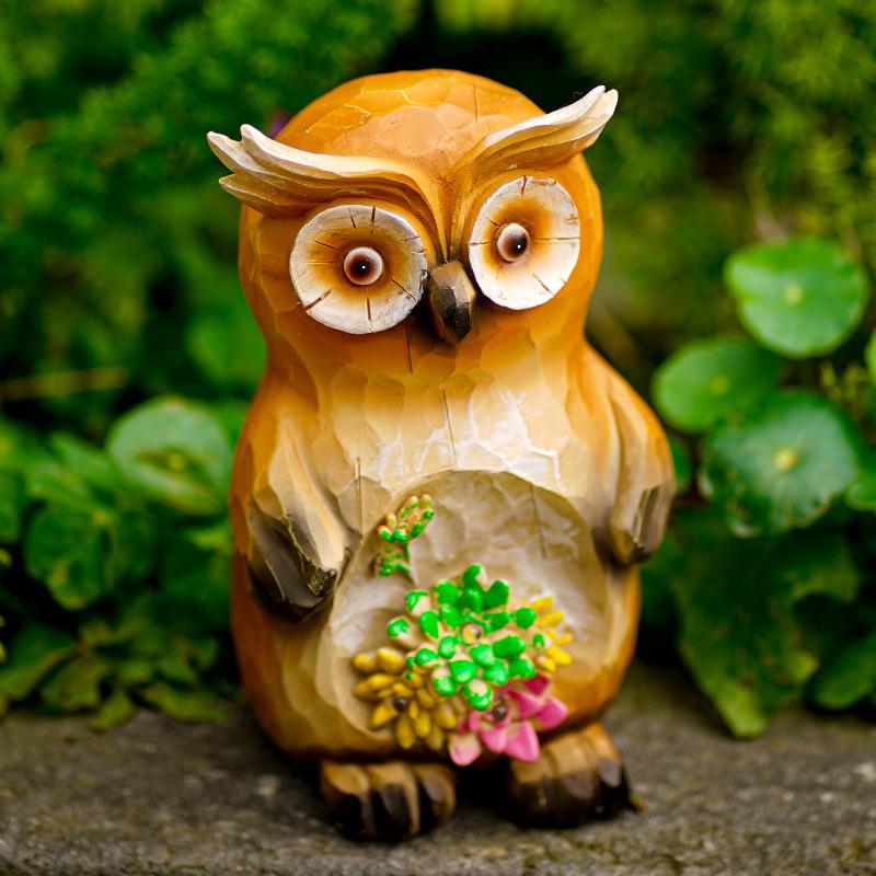Solar Turtle Frog Owl Statue Garden Light Figurine Outdoor Lawn Decor Statue Waterproof Cute Animal Ornaments Patio Balcony Yard