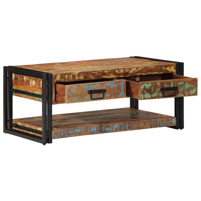 VidaXL Table basse multicolore 90x50x38 cm bois de récupération massif, table latérale, table de salon, table d'accent, bout 4016686