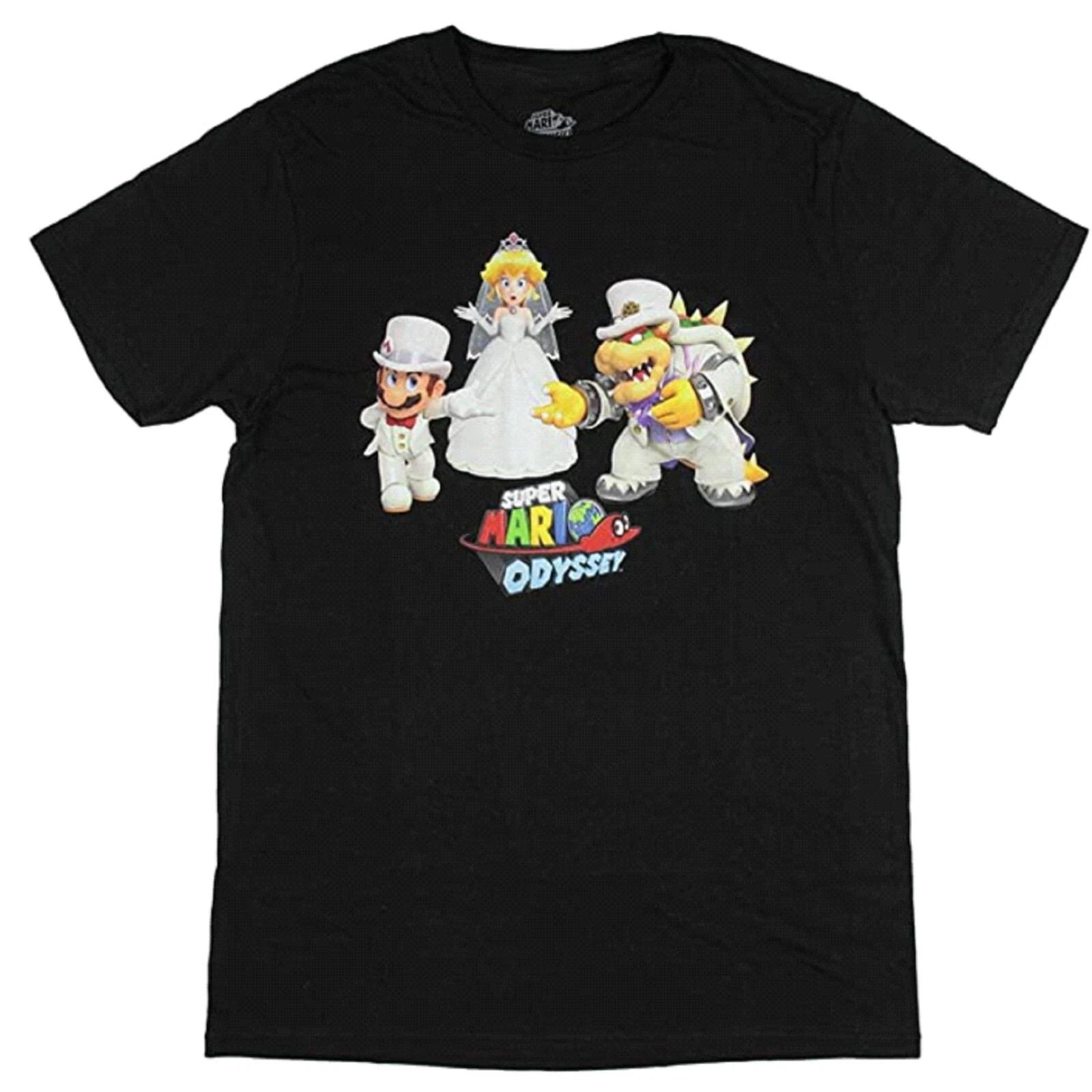 Super Mario Odyssey Men s Mario Peach Bowser Wedding T-shirt NEW S
