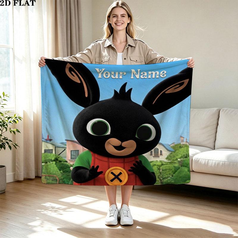 1PC Bing Custom Name Patterned Flannel Blanket Suitable For All Seasons for Home Decor Warmth and Comfort Gifts Holiday Present