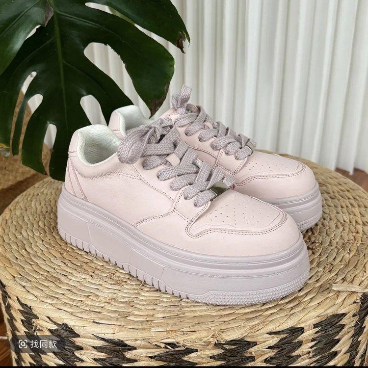 European real soft leather thick-soled little white shoes women's 2025 spring new popular muffin versatile board shoes casual student shoes