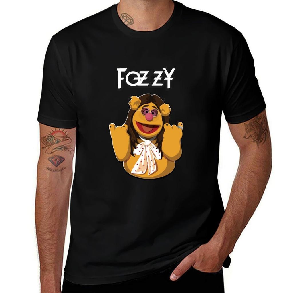 Fozzy Fozzie Muppet as Rockstar TShirt Work Daily Short Sleeve Top