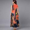 Women Oversized Sleeveless Round Neck Dress Stunning Tropical Bouquet Flowy Mid Length Dress
