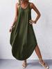 European & American Women's Solid Color Sleeveless Maxi Slip Dress