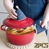 2PCS Washable Mini Pot Hat Microwave Safe Insulated Heat Gloves Pot Handle Gloves  Microwave Cooking