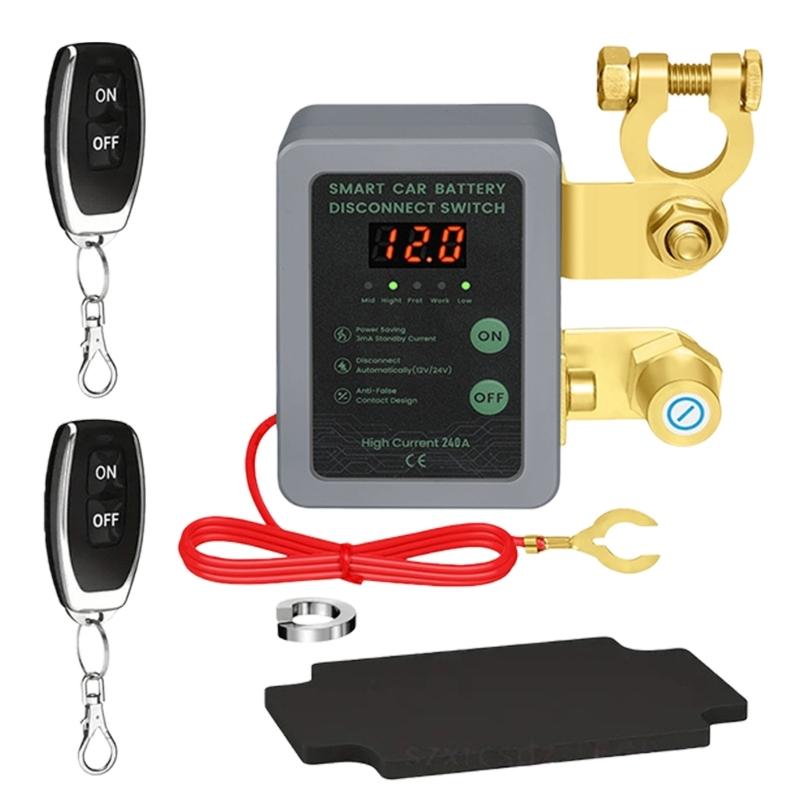 Remote Control Battery Disconnect Switches with LED Voltage Indicator and Auto Shutoff Protection for Cars Trucks and Boats