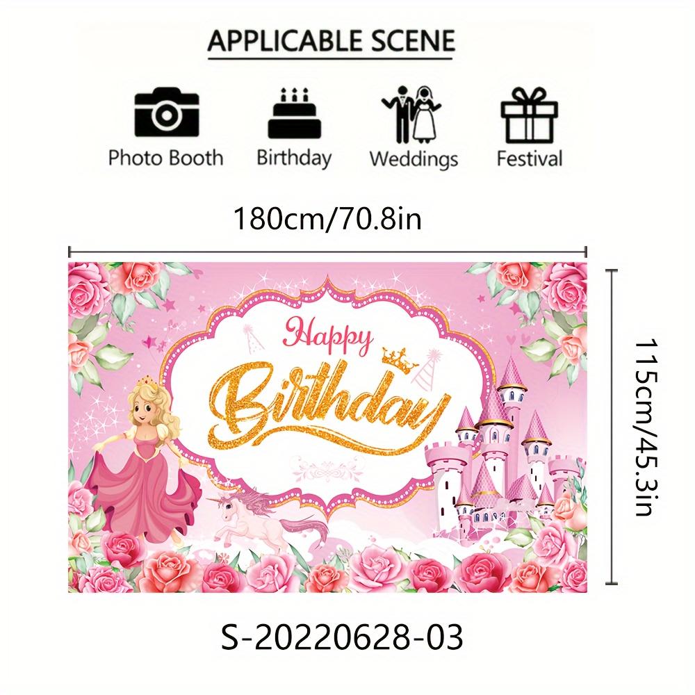 Birthday decoration banner, Princess Castle pink theme birthday party banner 115X180cm