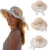 Fashion Lace Bow Sun Hat Breathable Straw Adjustable Wide Brim Hat Lace Ruffle Fisherman Cap Summer Beach