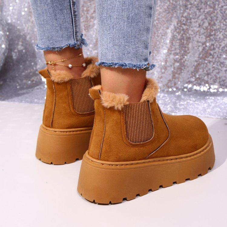 Women's Plus Size Ankle Snow Boots Winter New Minimalist Platform Warm Fleece Lined Boots