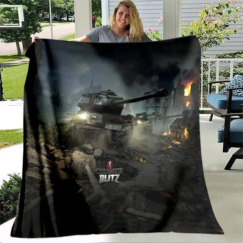 Tank Flannel Blanket Military Weapon Themed Blanket Hiking Picnic Blanket Boys Room Decorative Blanket