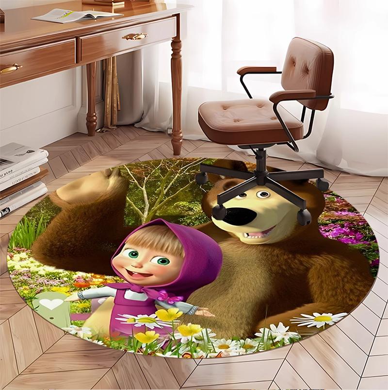cartoon animation Pattern Round Rug, Indoor/Outdoor Mat, for Picnic, Gameroom, Bedroom, Office, Living Room, Home Decor Carpet, Birthday Gift