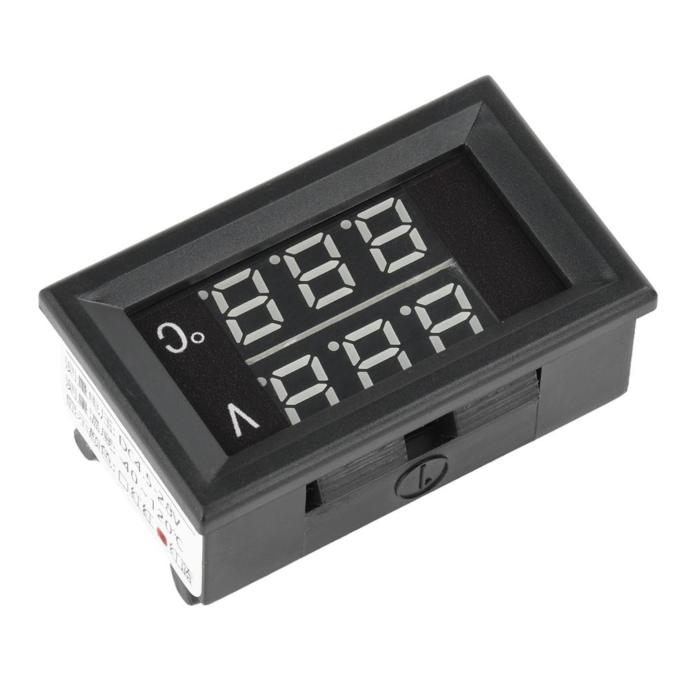 DC4-28V -40~120℃ Digital Voltmeter Thermometer 0.28" LED Display with 1meter NTC 10K Temp Probe for Car, Motorcycle 5V 12V 24V
