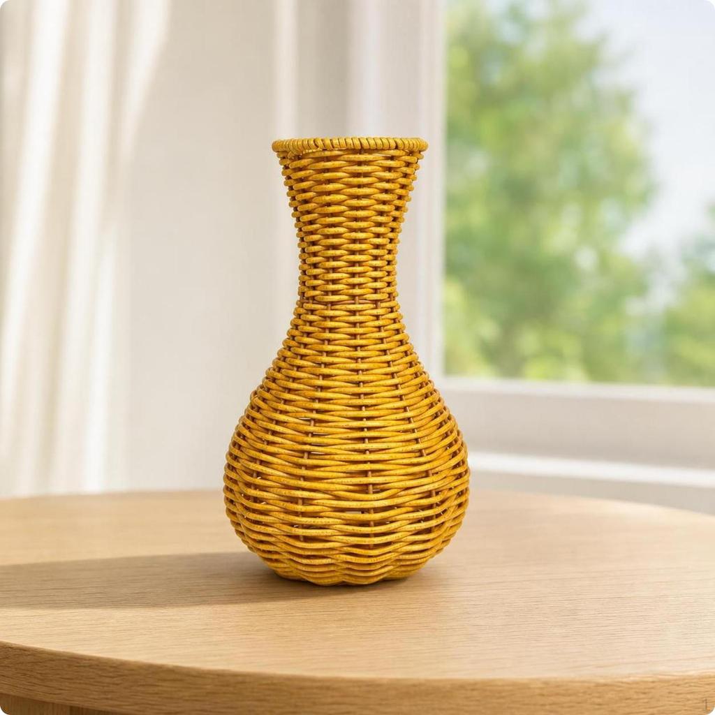 Wicker Vase | vintage cottage Style, Lightweight Decorative item, Woven Vase, for Shelf L