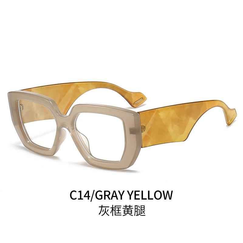 New Fashion Colorful Square Women Glasses Frame Clear Anti Blue Light Spring Hinge Wide Legs Eyewear Men Optical Polygon Frame