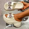 Sweet Cloth Bowknot Decoration Eva Cloud Slippers Women Chunky Platform High Heel Slides Women 2025 Summer Beach Shoes