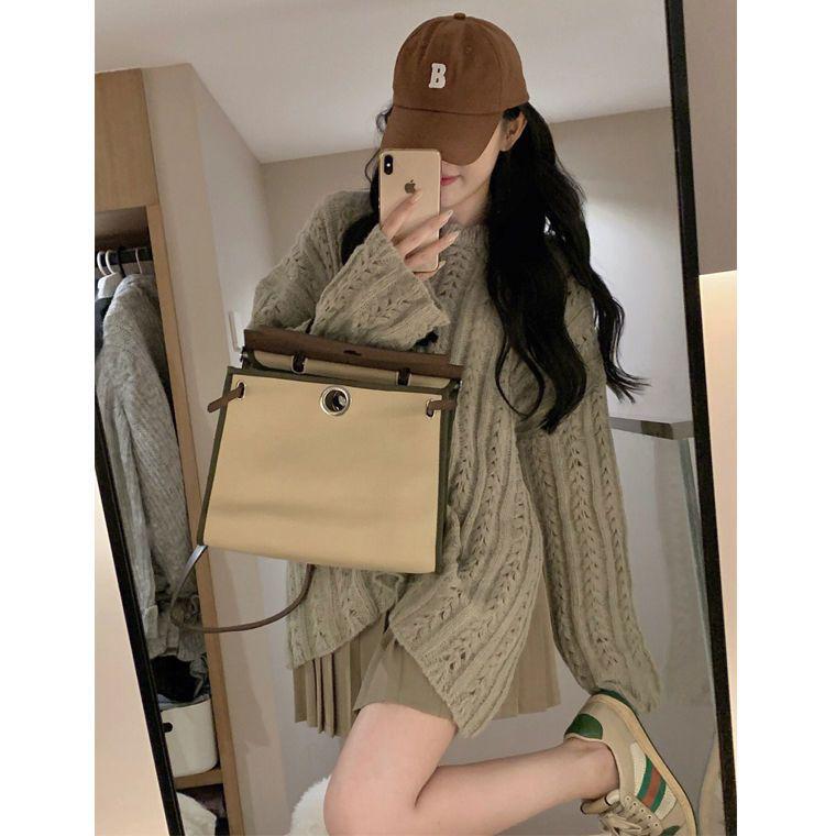 Two-Piece Elegant Cardigan & High-Waisted Pleated Skirt Set for Women