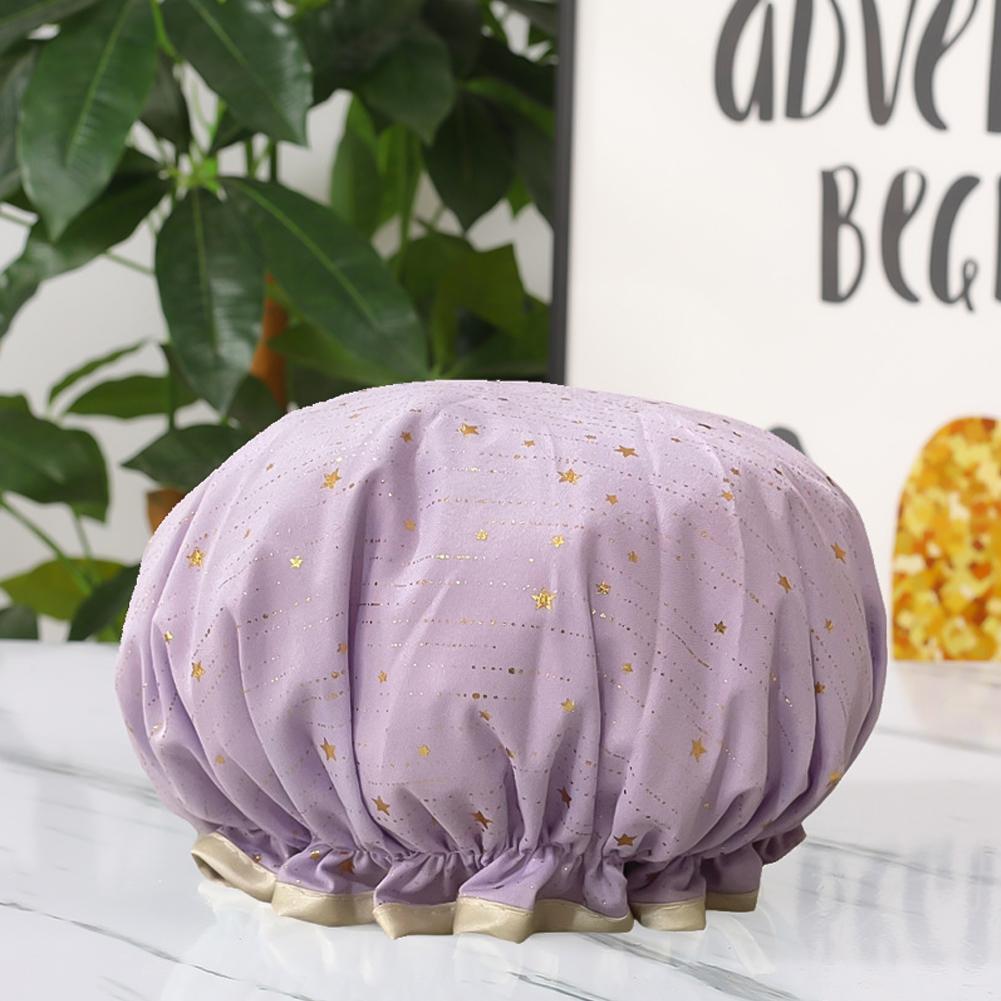 Double-layer Water-proof Shower Cap Antifouling Kitchen Hair Cover Bathroom Bath Hat Elastic Comfortable Design Fashion