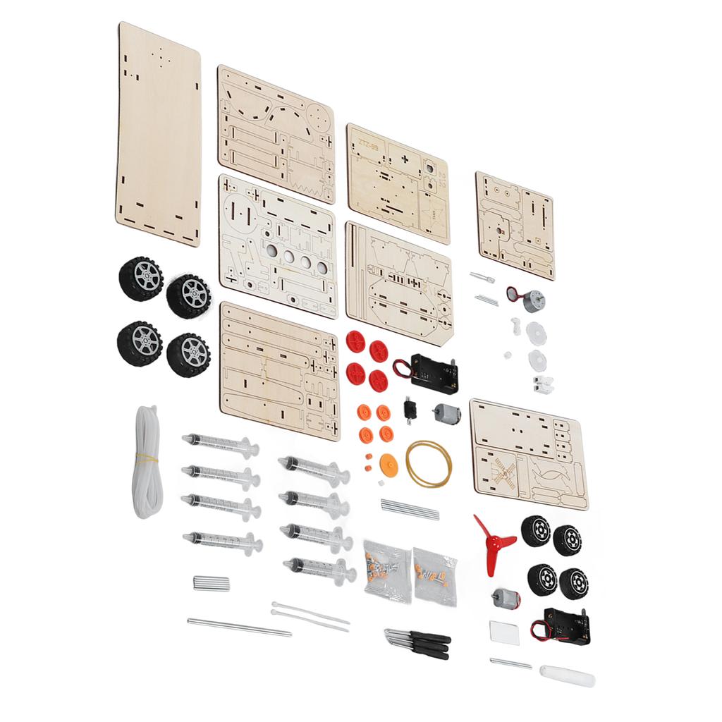 4 Sets 3D Wooden Puzzle Excavator Hand Generator Electric Tank Vehicle Toy Set Kit for Kids