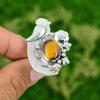 Natural TigerS Eye Gemstone 925 Silver Promise Bird Adjustable Ring For Girls