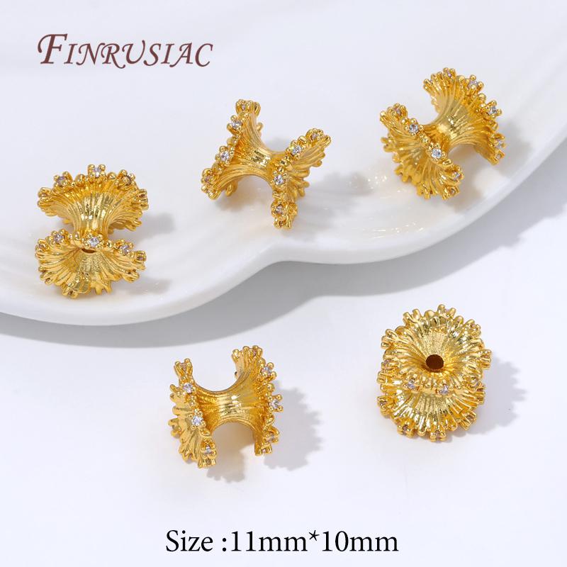 18K Gold Plated Brass Spacer Beads For Jewelry Making,Metal Separator Beads For Bracelets Accessories,Round Bead DIY Findings
