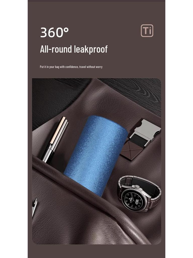 Portable Insulated Cup with Pure Titanium Liner, Magnetic Lid, and 316 Stainless Steel for Tea Steeping, Freshness, and Antibacterial Protection