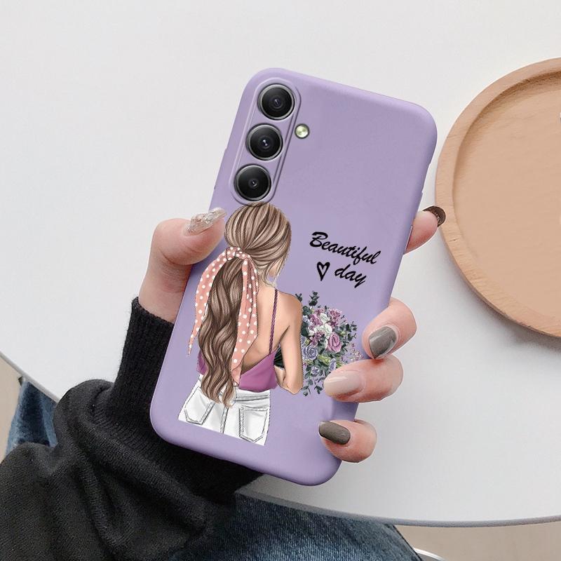 Flower Girls Soft Silicon Case For Xiaomi Redmi Note 13 Pro 13C 14 Samsung A35 A55 M35 S24 Huawei Honor 200 iPhone Camera Protective Shockproof Cover
